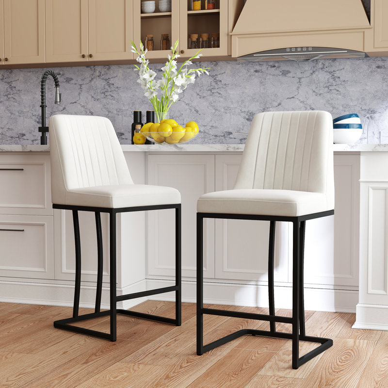 Irvona 24.8'' Counter Stool, White Velvet