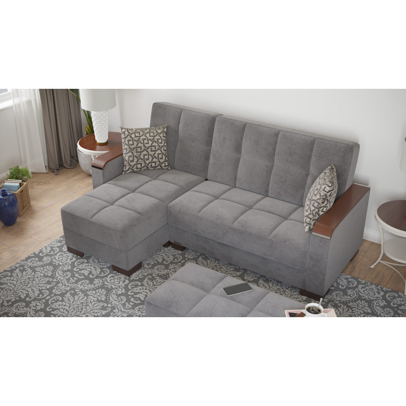 Legacy X Reversible L-Shaped Sleeper Sofa & Chaise Sectional w/ Storage Seats for Living Room, Firm Seat Cushion