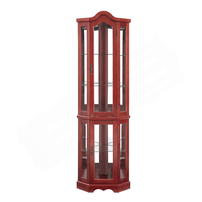 Vitrine lumineuse avec tablettes et portes en verre trempé, rangement réglable pour le salon ou la chambre à coucher