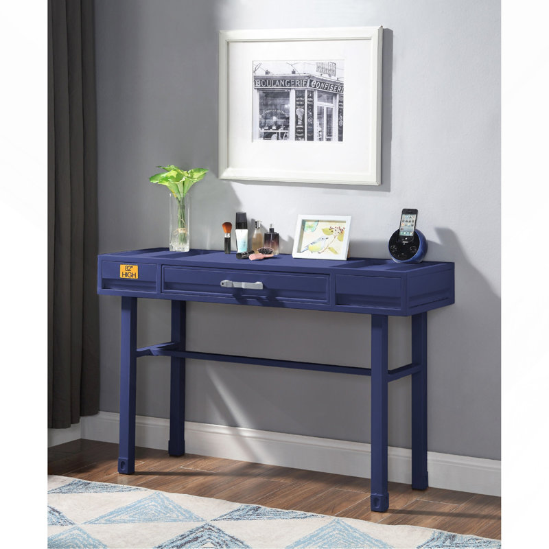 Bureau de meuble-lavabo en métal avec un tiroir, bleu, Bleu