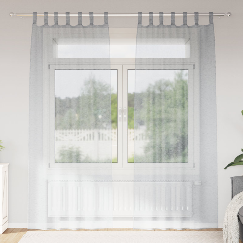 Suzzy Semi Sheer Curtain Pair, Dark Grey, 260cm Width x 140cm Drop