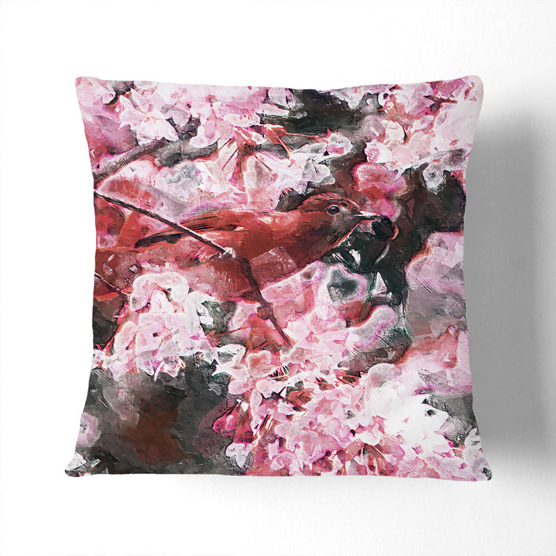 Floral Square Throw Cushion, 40 x 40 cm, White