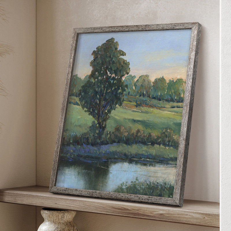 «Tree by the Riverbank II», reproduction encadrée - bois massif, H 21 po x l 17 po