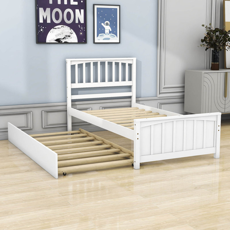 Comyns Twin Platform Bed with Trundle, White