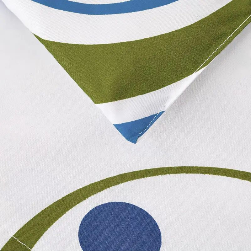 Ensemble de courtepointe 3 pièces grand, Courtepointe grand + 2 couvre-oreillers standard, Géométrique vert / bleu
