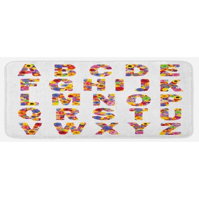 Colorful Vibrant Alphabet With Flowers Gardening Plants Blooming Dahlia Cornflower Multicolor Kitchen Mat -  East Urban Home, 3C17310272BC46FF973E33DB7F1B9C6F