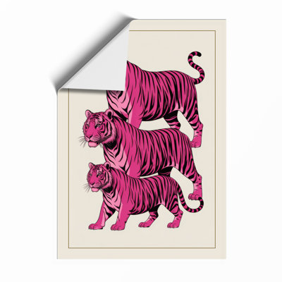 Three Tigers Rising Graphic Art - Framed Print