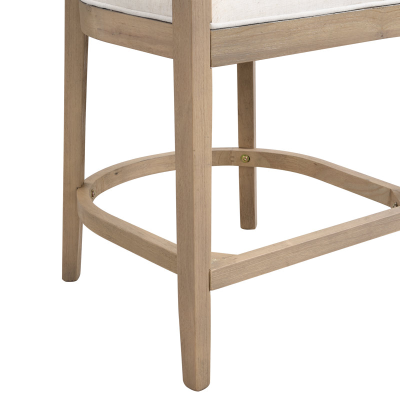 Tabouret de comptoir en bois d'hévéa Gurseese, Frêne clair, Tabouret de comptoir (siège d'une hauteur de 25,2