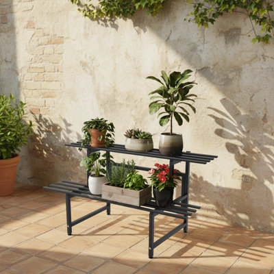 Metal Plant Stand With Multi-Tier Shelves