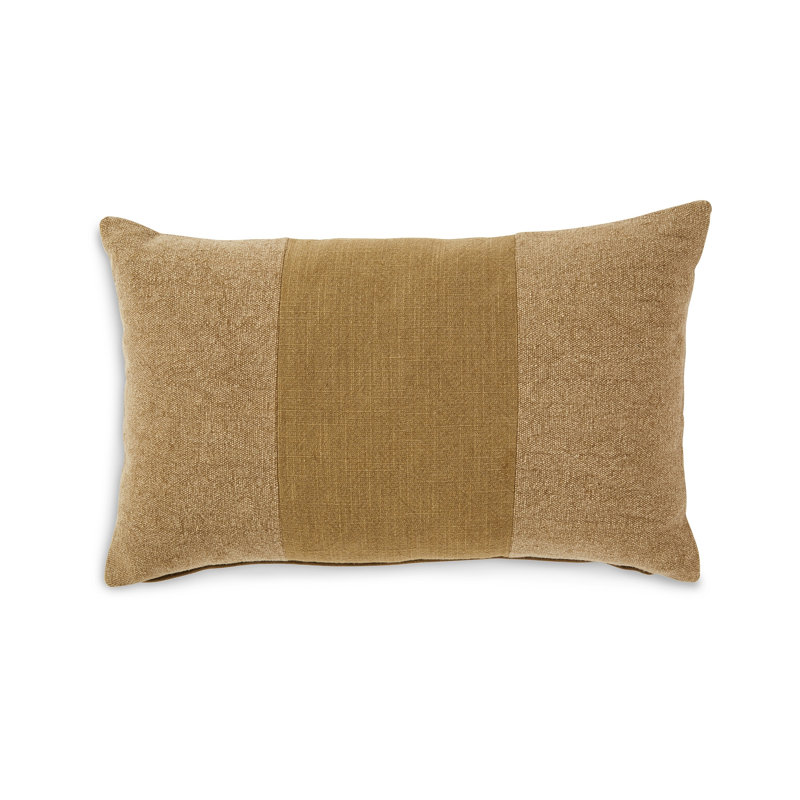 Striped Cotton Reversible Throw Pillow, Yellow