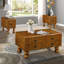 Table de chevet vintage en bois massif, rectangle 23,6 po avec tiroir, brun antique, installation rapide-510168452