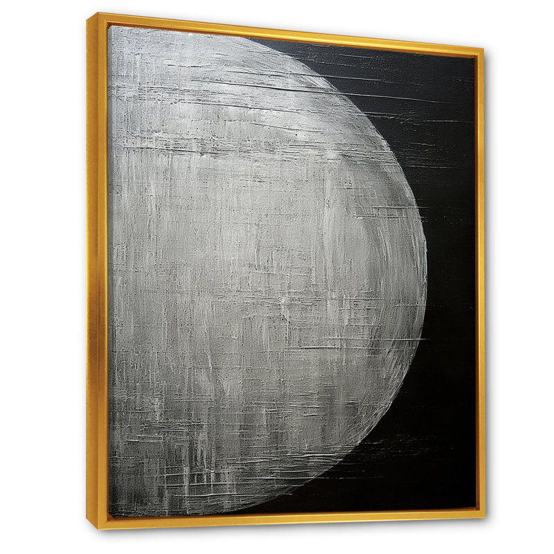 Noir, argent, lune, solitude, Cadre flottant doré, H 40 po x l 30 po x P 1,5 po