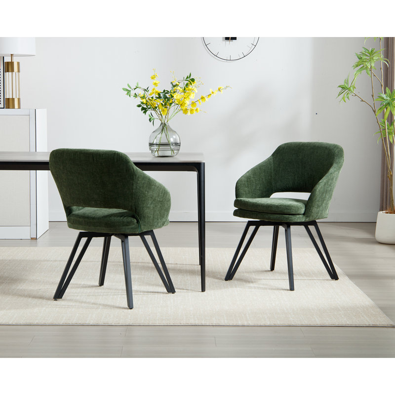 48.5cm H Upholstered Side Chair, 4, Chenille-Green