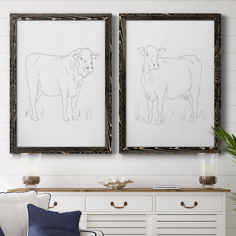 Bovin limousin I, toile encadrée de qualité supérieure - prête à être accrochée, H 20 po x l 34 po x P 1,5 po
