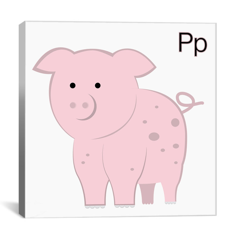 Nathan P is for Pig, peinture - reproduction sur toile, H 18 po x l 18 po x P 1,5 po