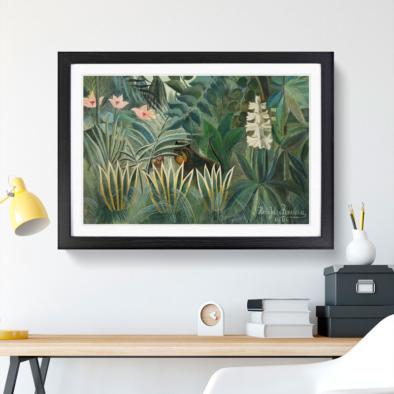The Equatorial Jungle by Henri Rousseau - Picture Frame Painting, Black, 27cm H x 36cm W x 2cm D