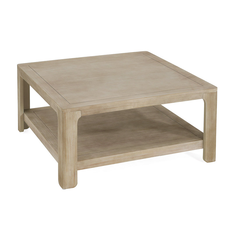 Table basse carrée avec rangement, frêne clair