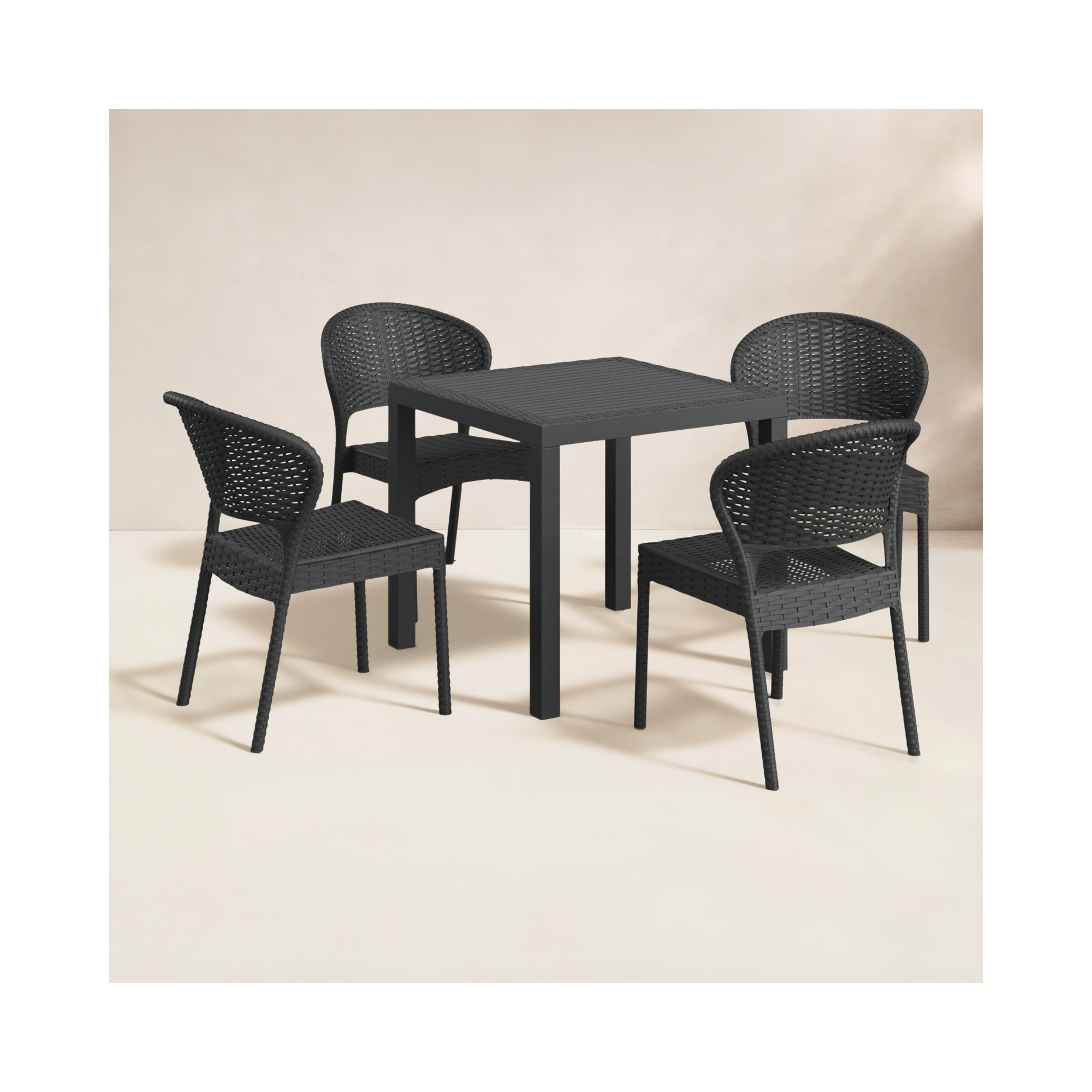 Helden Square 4 - Person Outdoor Dining Set, Dark Gray