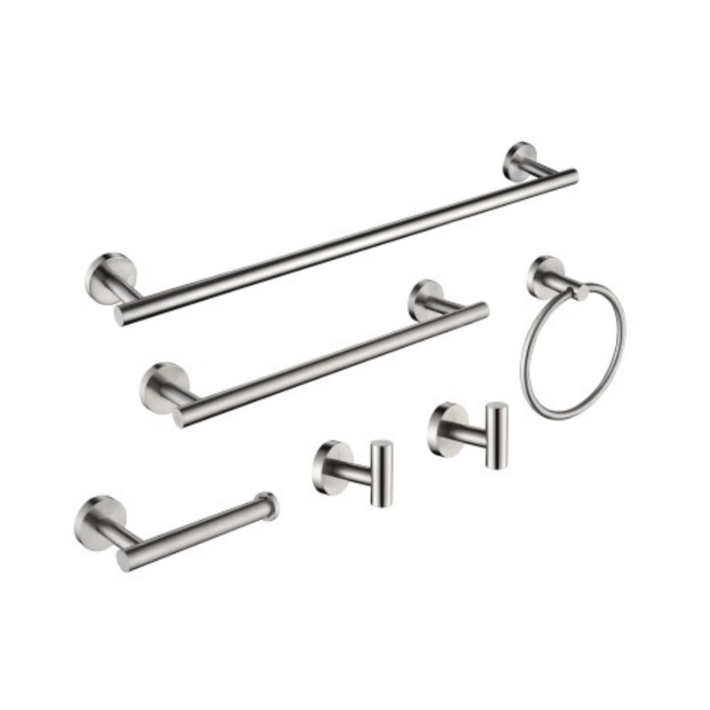 Ensemble de quincaillerie de salle de bain, ensemble d'accessoires de salle de bain 6 pièces comprenant une barre à serviettes, un porte-papier hygiénique, un anneau à serviette, 2 crochets en acier inoxydable SUS304, robuste