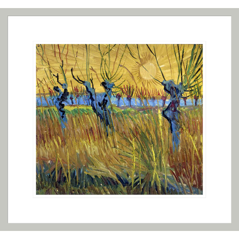 Pollarded Willows and Setting Sun by Vincent van Gogh -Framed Giclee Print, 17.75" H x 19.04" W