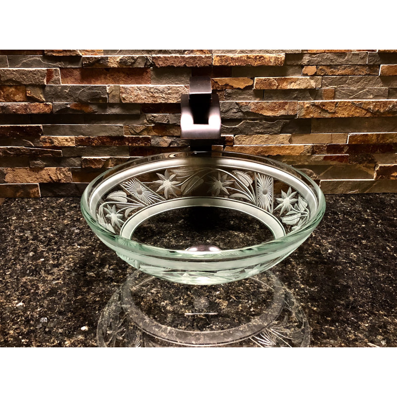 Lavabo de salle de bain vasque circulaire en verre Flower