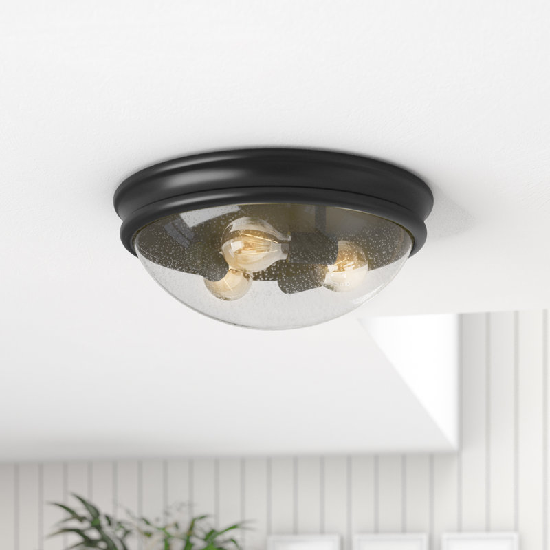 Naomi Glass Flush Mount, Matte Black