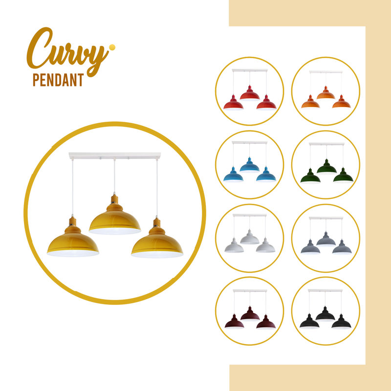 3 - Light Kitchen Island Pendant, Yes, Yellow