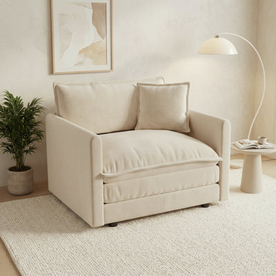 Oversized Deep-Seat Accent Chair with Plush Back Cushion and Richly Textured Upholstery, Light Coffee