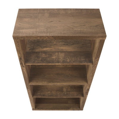5 Tier Modern Bookshelf 48"H, Brown Laminate Bookcase with Adjustable Shelves - Etagere Storage Solution for Office & Bedroom