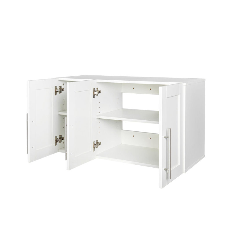 Armoire de rangement murale empilable, P 15,75 po x l 35,43 po x H 19,69 po, blanc