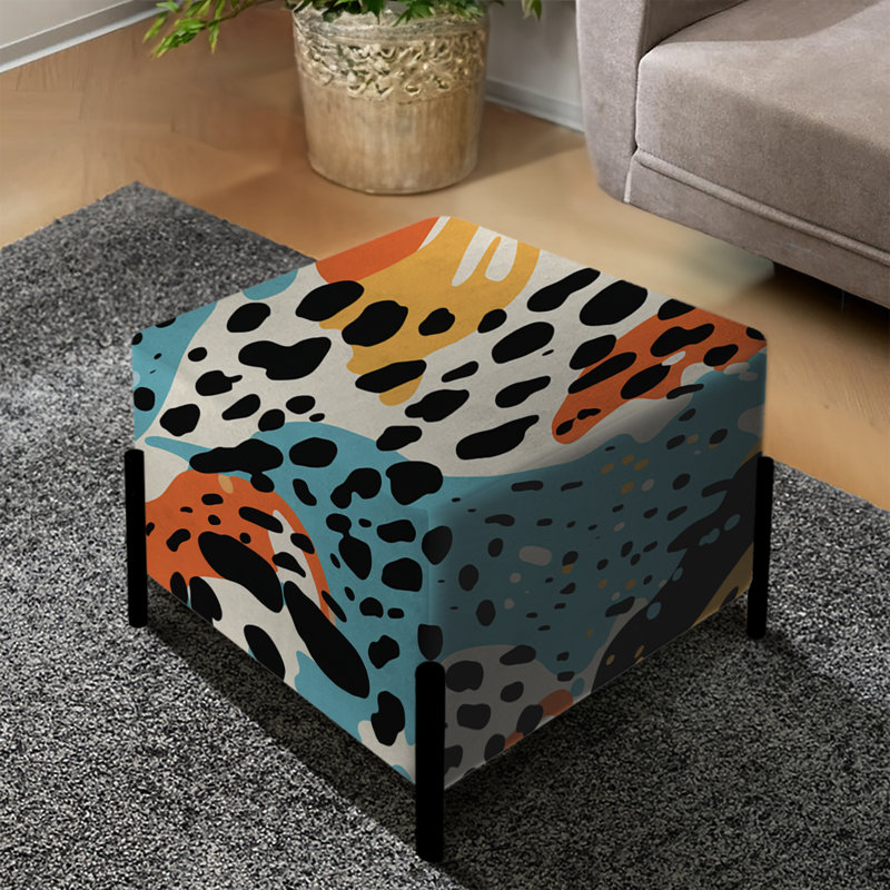 Repose-pieds carré multicolore Wild Cheetah