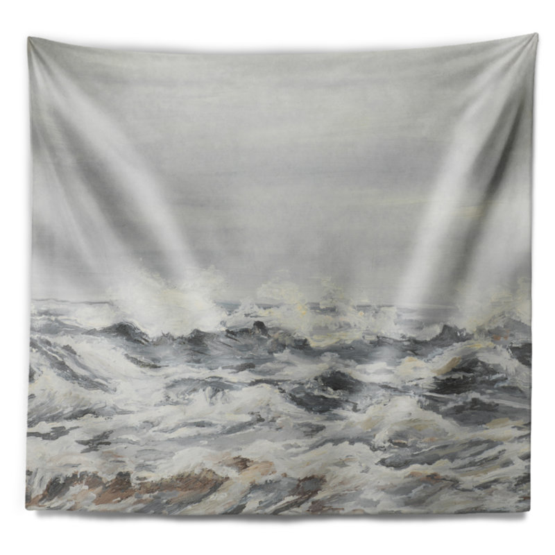 Tapisserie de vagues de la mer grise, H 32 po x l 39 po