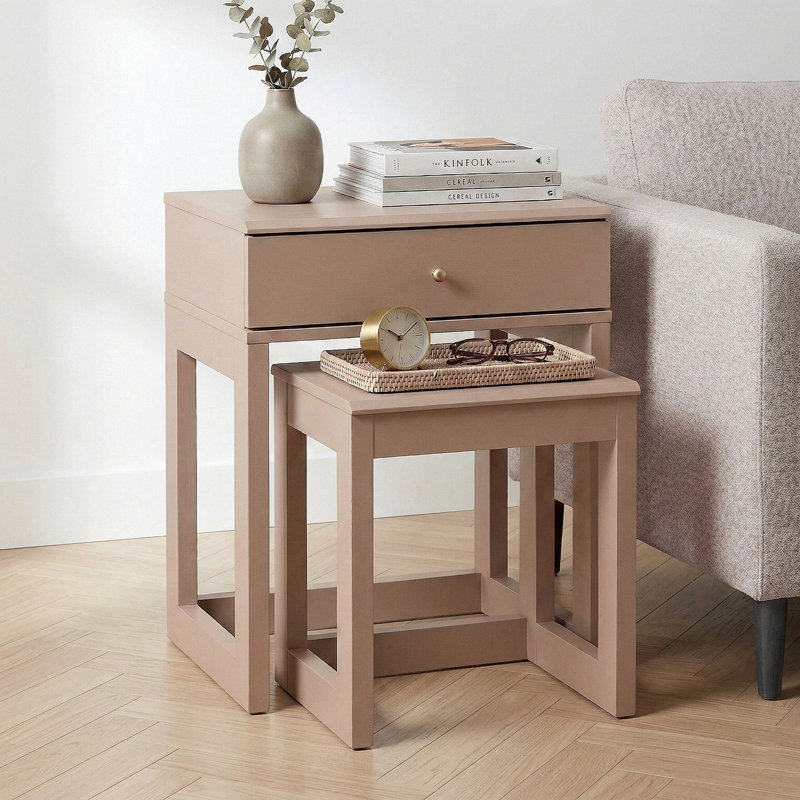 Limestone Wells Nesting Table, Warm Nude