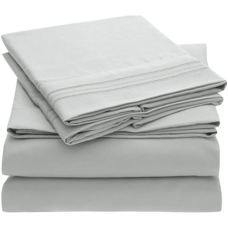 Microfiber Sheet Set, California King Sheet Set with 2 Pillowcases, Light Gray