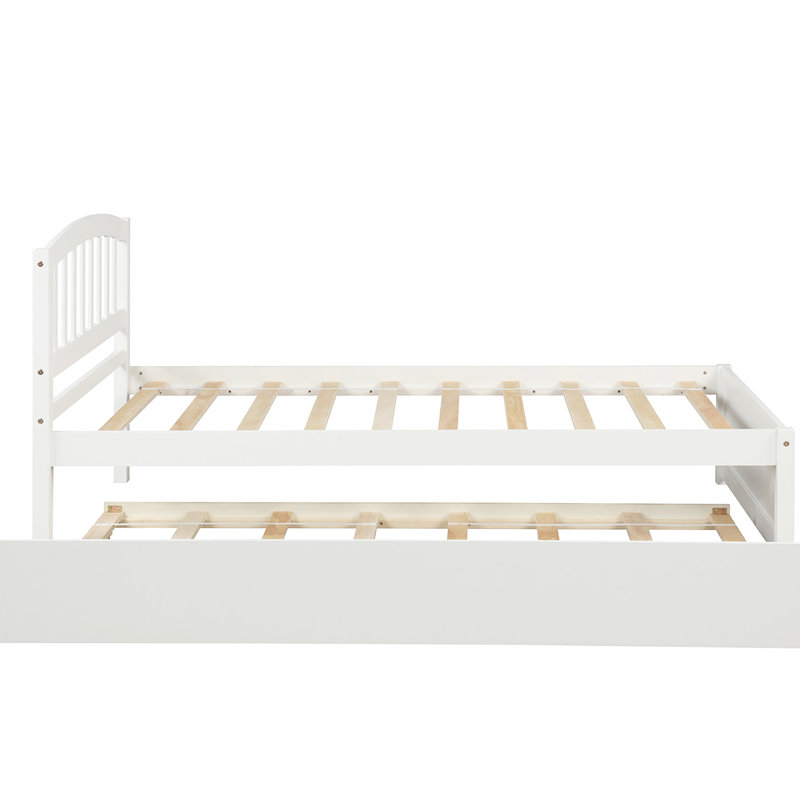 Lit plateforme simple blanc avec lit gigogne en bois massif pour un lit gigogne enchanteur