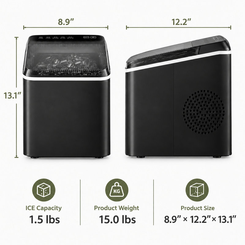 33 Lbs/24H Portable Ice Machine with Self-Cleaning