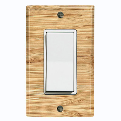 Metal Light Switch Plate Cover; US Standard Size 1 Gang GFI Rocker - Printed Image of Modern Wood Pattern