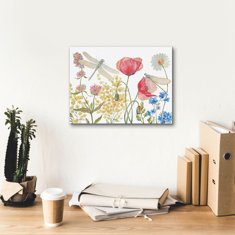  'Dragonfly Garden Delight B' by Jean Plout Canvas Wall Art, 16" x 12"