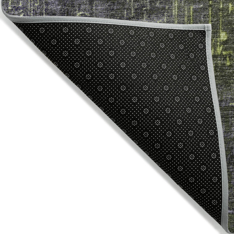 Lime Round Flat Woven Synthetic Washable Rug