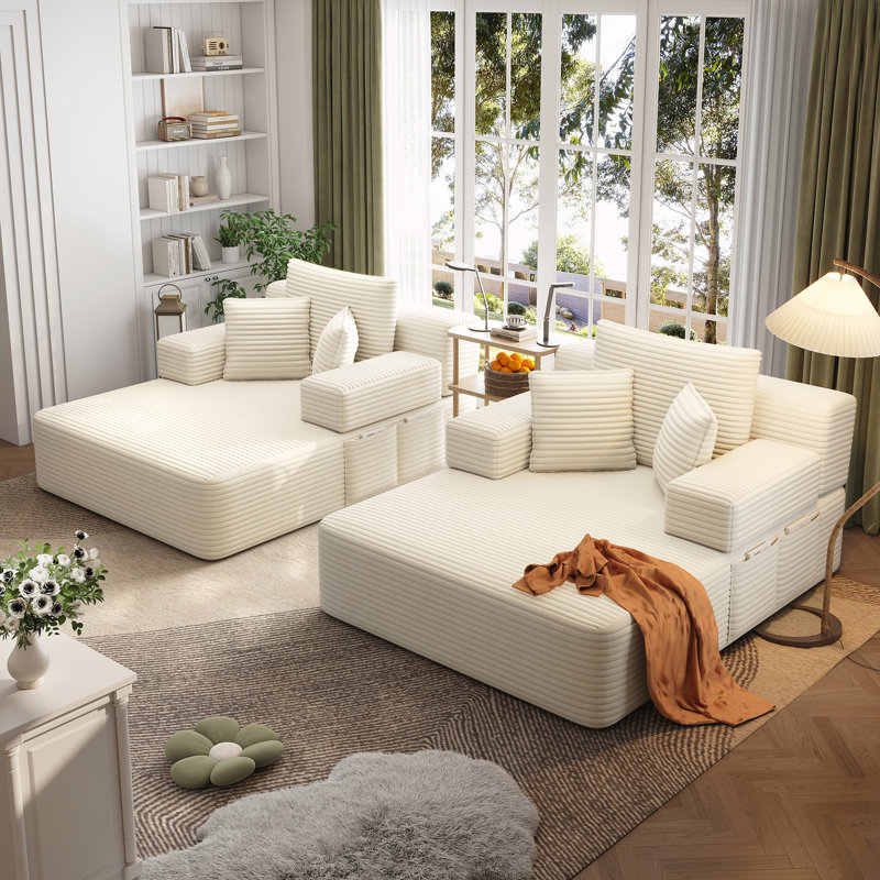 Ensemble de chaise longue surdimensionnée 2 pièces, Beige