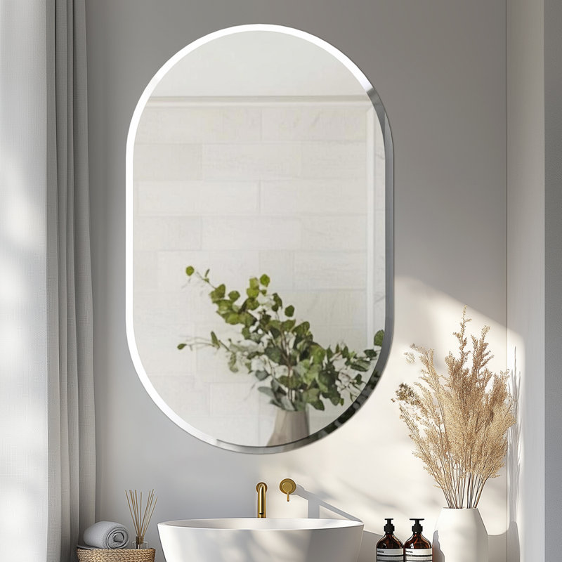 Rithi Long Oval Flat Wall Mirror, 80cm x 50cm