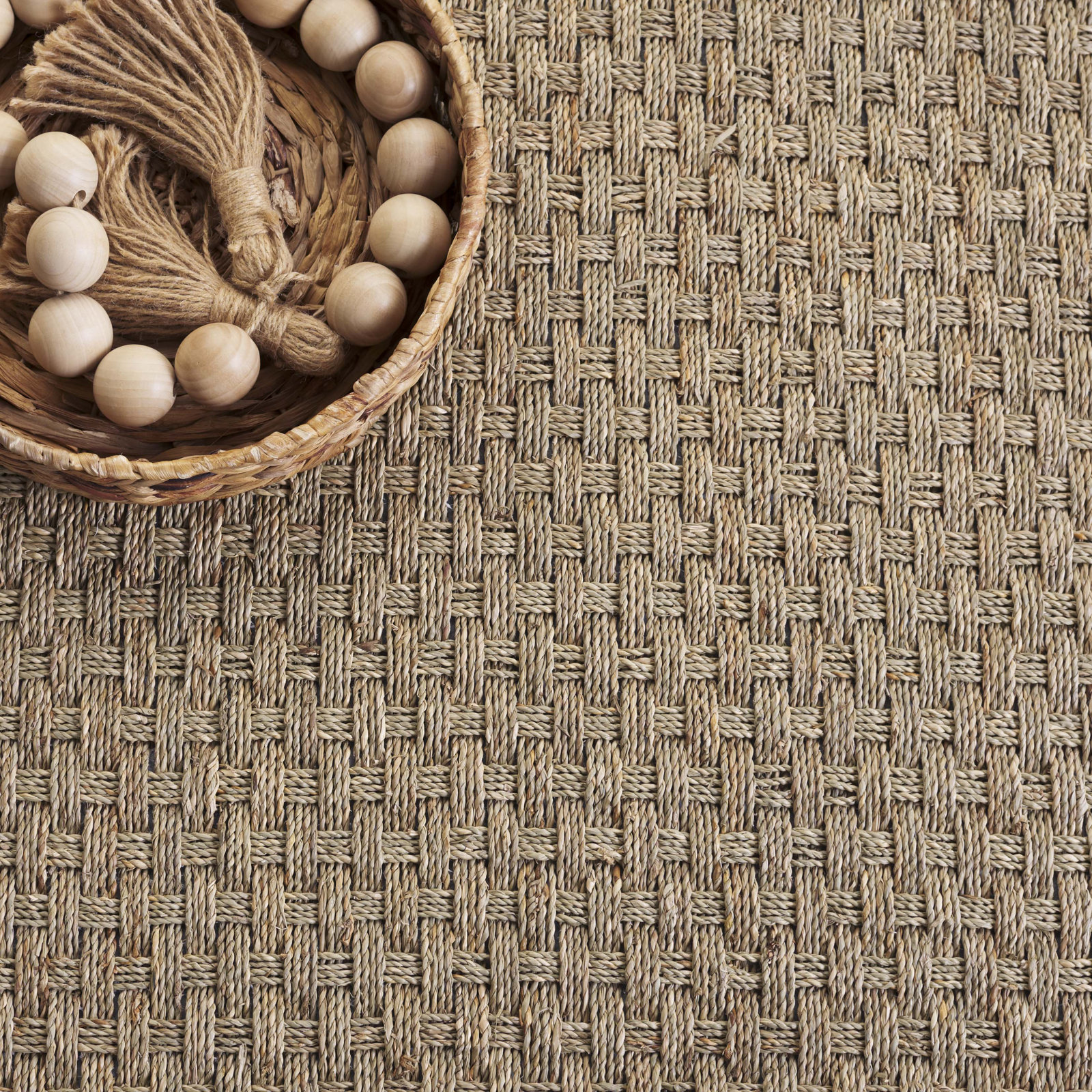 Lasone Natural Gray Seagrass Rug, Oval 6' x 8'