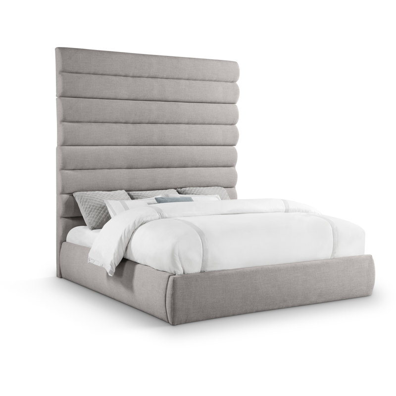 Lit en tissu Adam, Très grand, Tissu texturé lin taupe