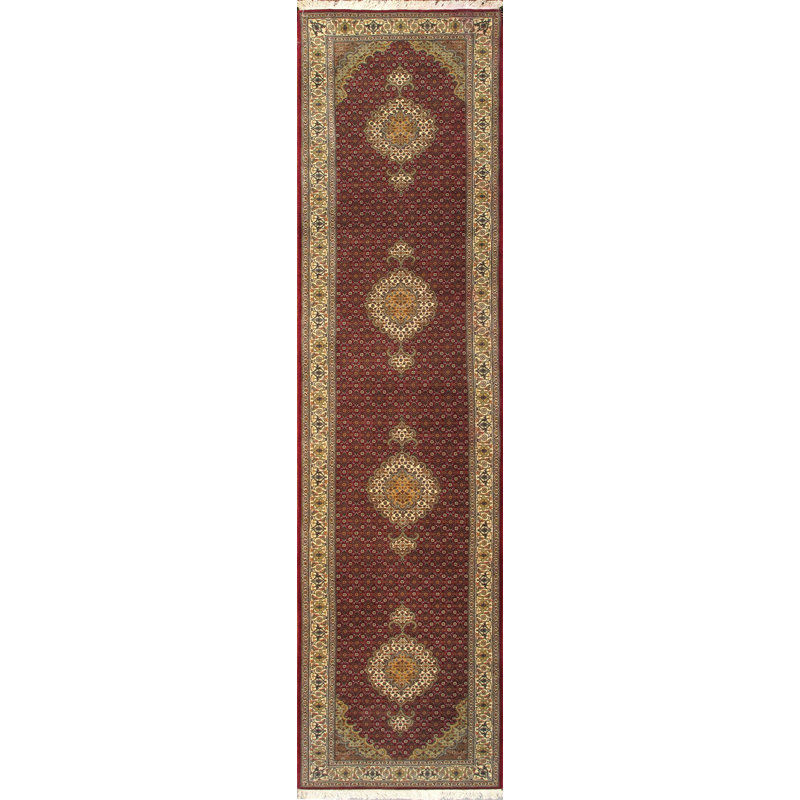 Baku Hand Knotted Oriental Area Rug in Red/Beige, Runner 2'8" x 13'