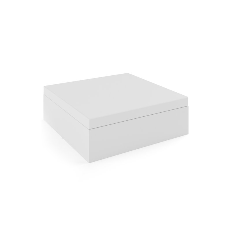 Jut Outdoor Ottoman with Cushion, White