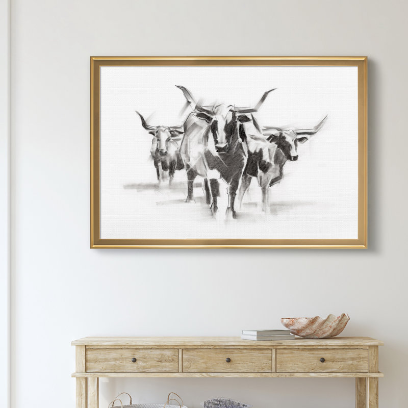 Bétail contemporain II, reproduction d'art sur toile, Doré, H 30,5 po x l 42,5 po x P 1,5 po