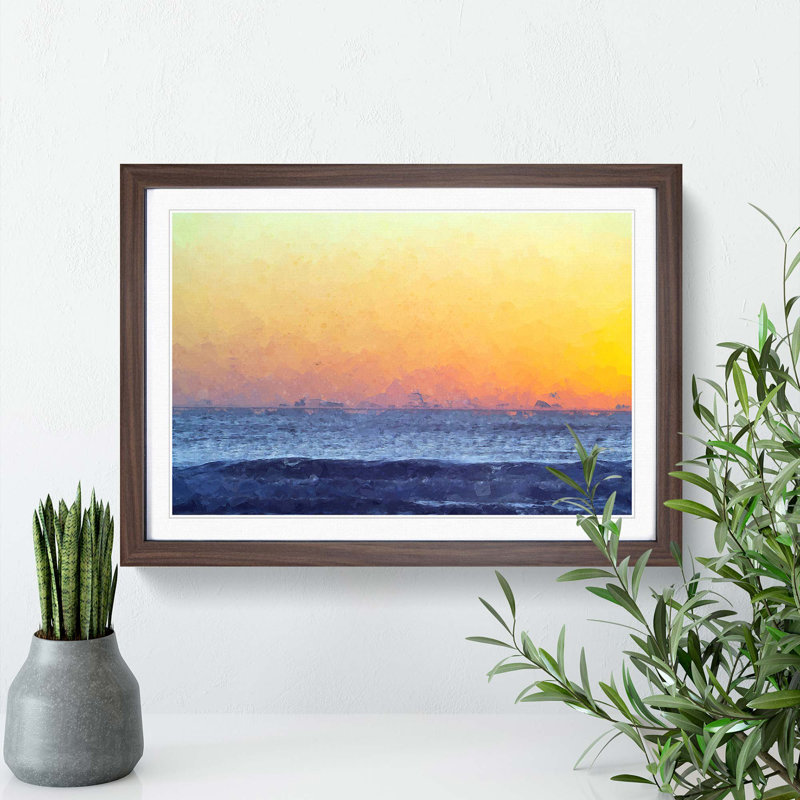 Orange Sunset - Framed Print, Walnut Framed, 62cm H x 87cm W x 2cm D