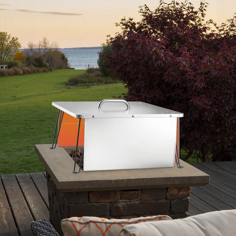 Déflecteur de chaleur pour foyer d'extérieur en acier inoxydable 25 x 25 x 14 po