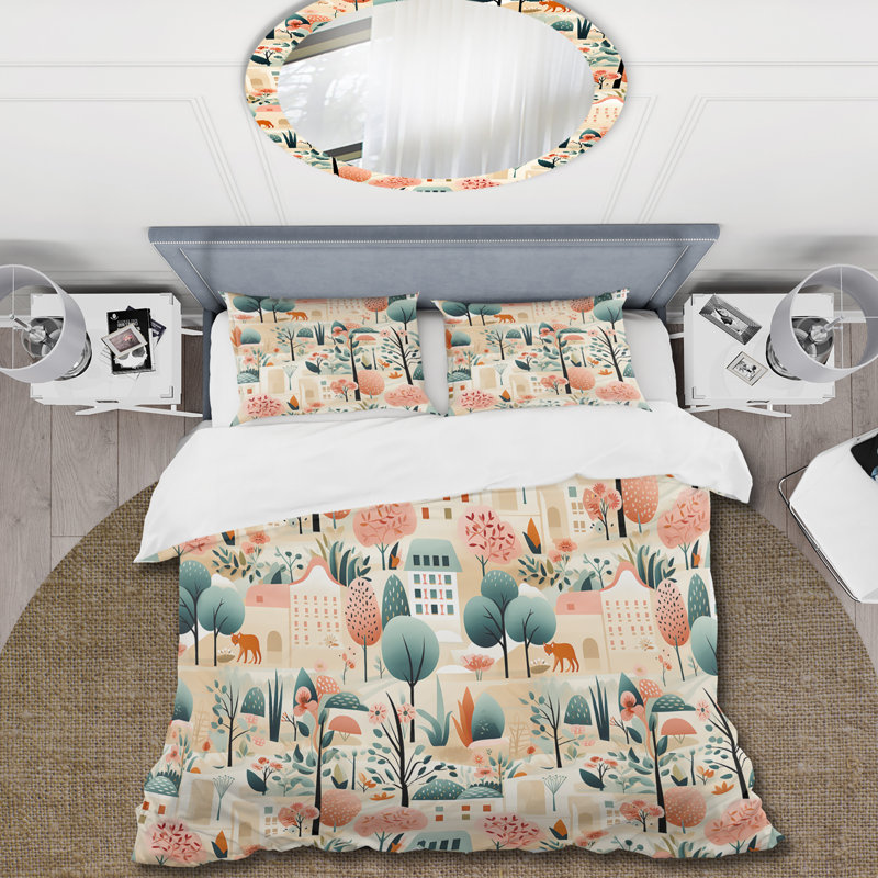 Ensemble de housse de couette Urban Jungle City I - Polyester en microfibre, Housse de couette pour très grand lit et 2 très