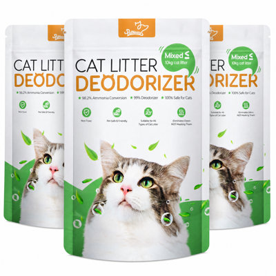 Ensemble de 3 désodorisants pour litière pour chat, élimine les odeurs et prolonge la durée de vie de la litière.
